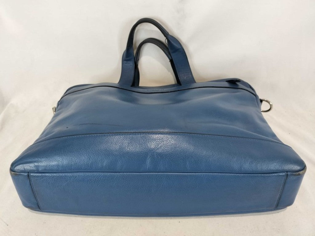 COACH コーチ ビジネスバッグ ハミルトン F54801 ブルー系 レザー メンズ ハンドバッグ シルバー金具