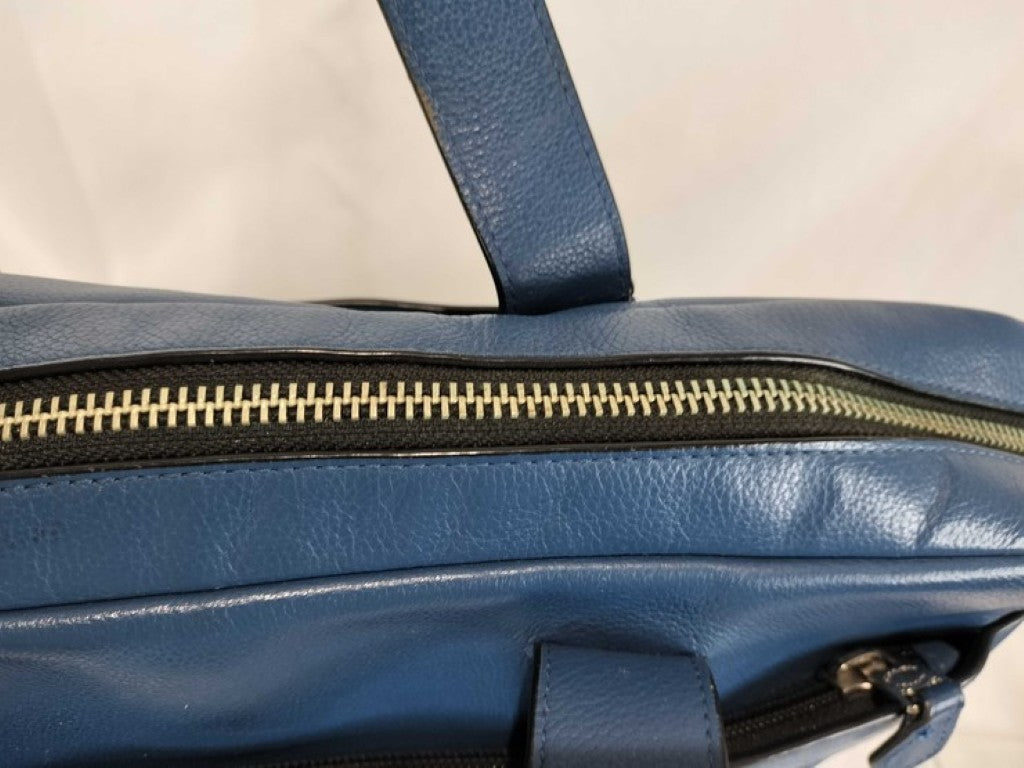 COACH コーチ ビジネスバッグ ハミルトン F54801 ブルー系 レザー メンズ ハンドバッグ シルバー金具