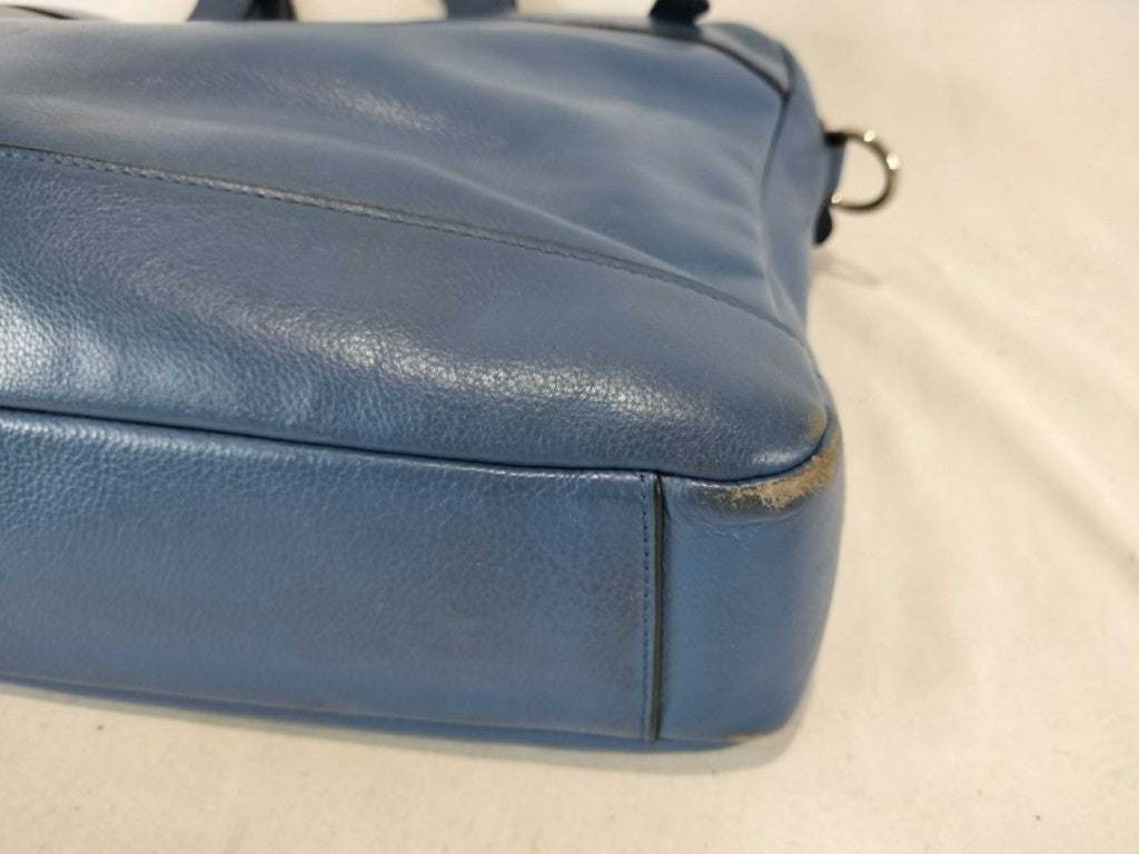 COACH コーチ ビジネスバッグ ハミルトン F54801 ブルー系 レザー メンズ ハンドバッグ シルバー金具