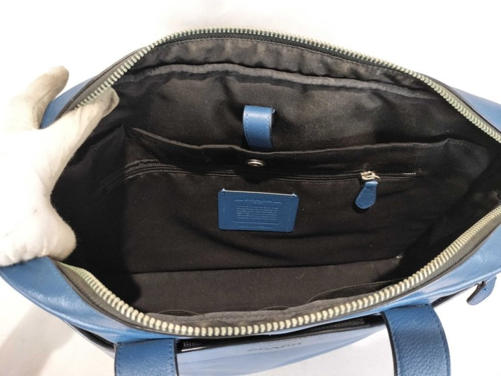 COACH コーチ ビジネスバッグ ハミルトン F54801 ブルー系 レザー メンズ ハンドバッグ シルバー金具