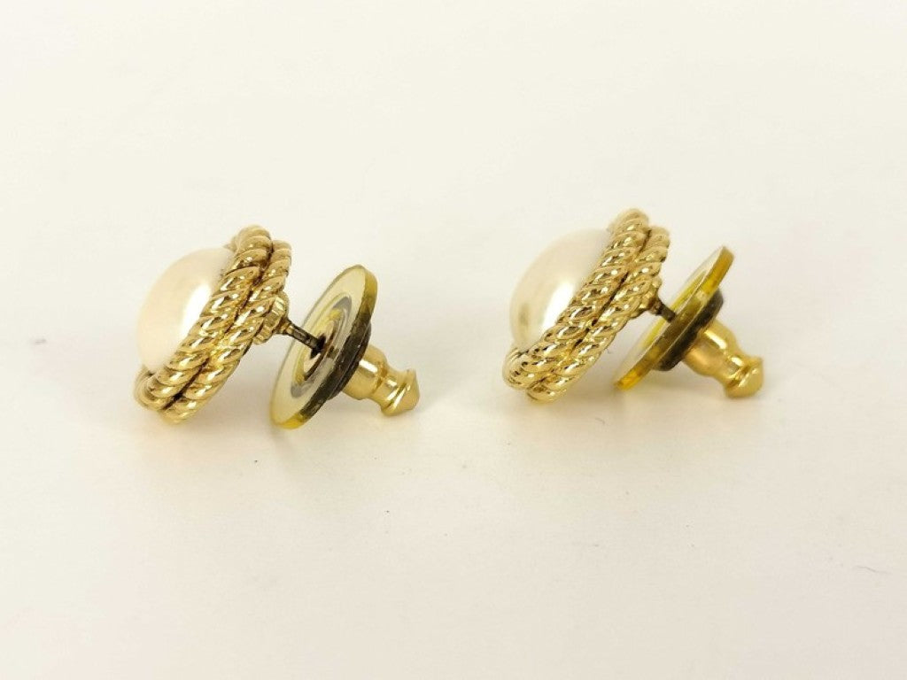 Dior ディオール ピアス ゴールド系 メタル フェイクパール レディース オーバル