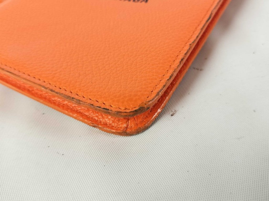BALENCIAGA バレンシアガ フォンショルダー キャッシュ フォン カードホルダー 640536 オレンジ系 レザー レディース 美品