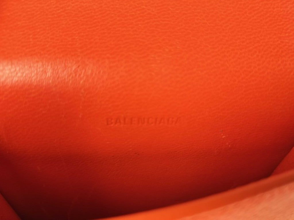 BALENCIAGA バレンシアガ フォンショルダー キャッシュ フォン カードホルダー 640536 オレンジ系 レザー レディース 美品
