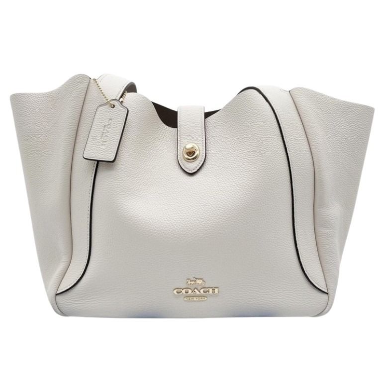 COACH コーチ トートバッグ ハドリー CAL17 ホワイト系 レザー レディース ターンロック ゴールド金具