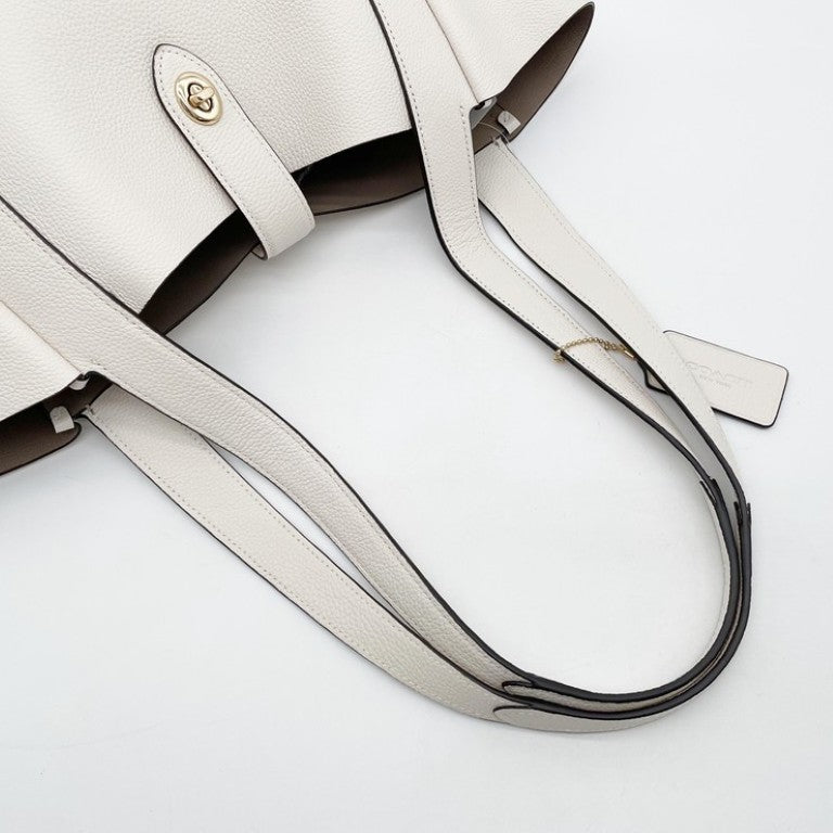 COACH コーチ トートバッグ ハドリー CAL17 ホワイト系 レザー レディース ターンロック ゴールド金具