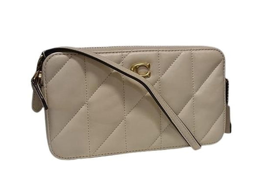 COACH コーチ ショルダーバッグ ピロー CM531 アイボリー レザー レディース 2WAY キルティング ダブルジップ 美品
