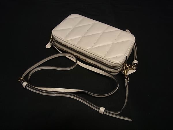 COACH コーチ ショルダーバッグ ピロー CM531 アイボリー レザー レディース 2WAY キルティング ダブルジップ 美品
