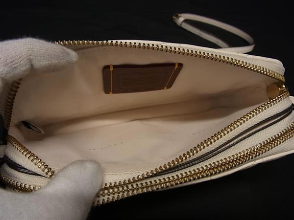 COACH コーチ ショルダーバッグ ピロー CM531 アイボリー レザー レディース 2WAY キルティング ダブルジップ 美品