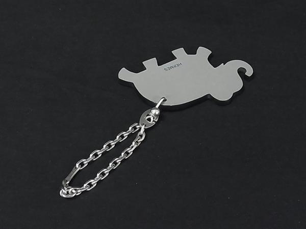 HERMES エルメス バッグチャーム ライトブルー グレー レザー SV925 ユニセックス エレファント ゾウ 美品