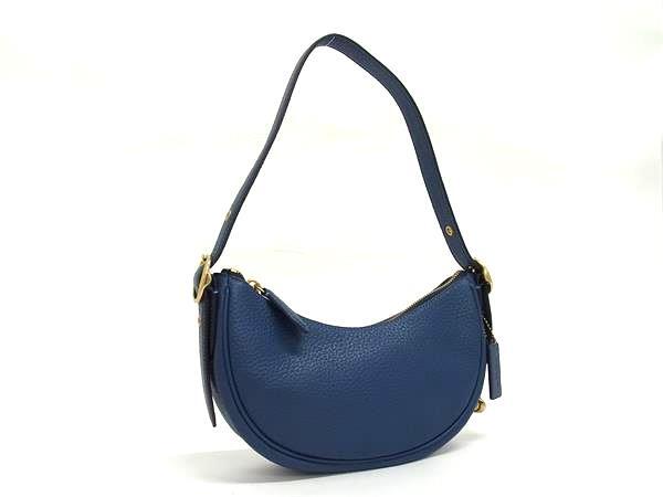 COACH コーチ ショルダーバッグ ルナ CC439 ブルー レザー レディース 美品