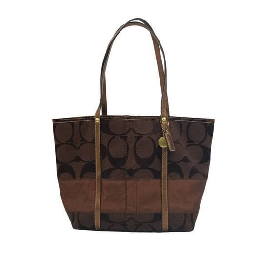 COACH コーチ トートバッグ シグネチャー ミディアム トート 11098 ブラウン系 キャンバス×レザー レディース 美品