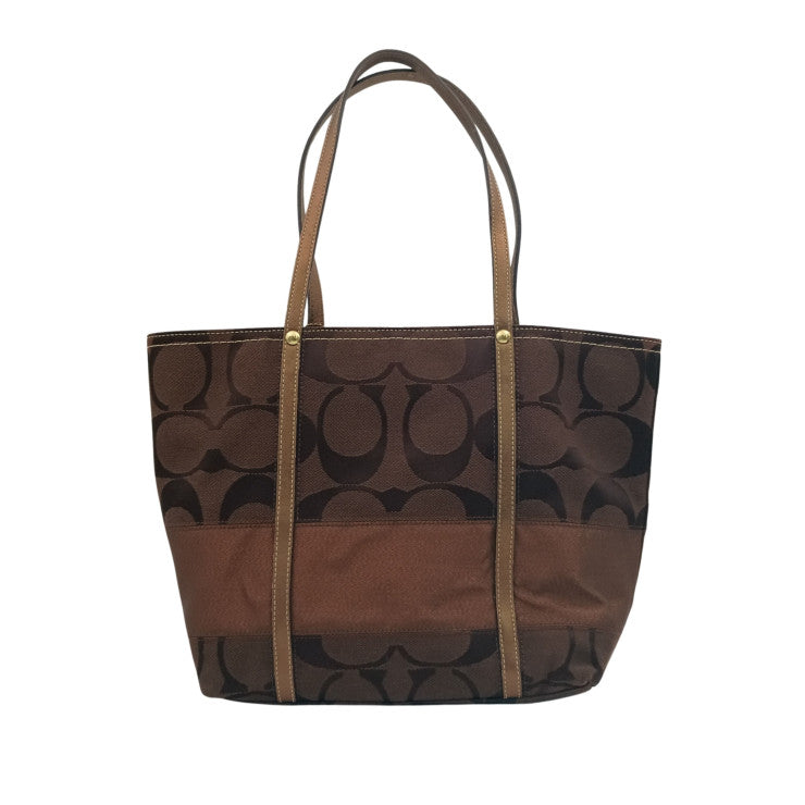 COACH コーチ トートバッグ シグネチャー ミディアム トート 11098 ブラウン系 キャンバス×レザー レディース 美品