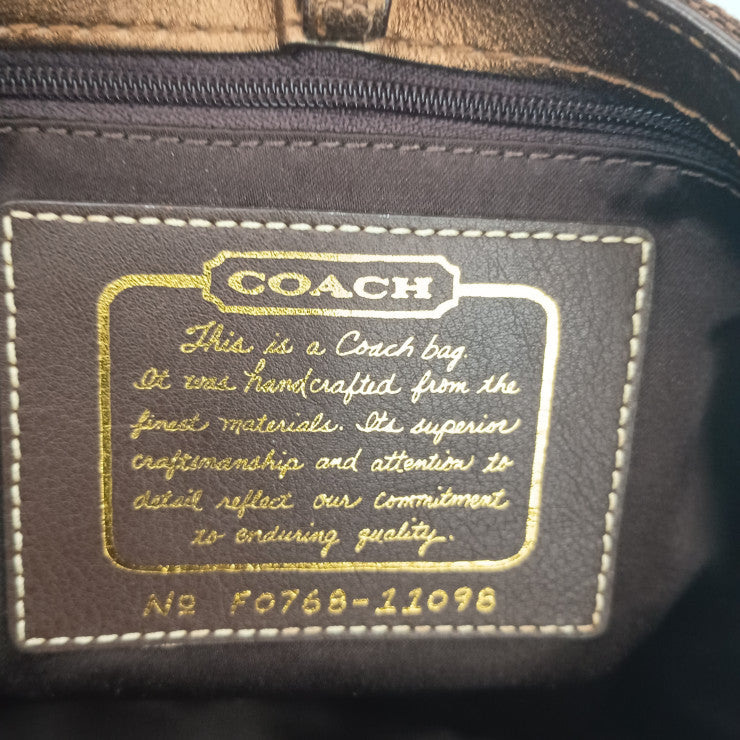 COACH コーチ トートバッグ シグネチャー ミディアム トート 11098 ブラウン系 キャンバス×レザー レディース 美品