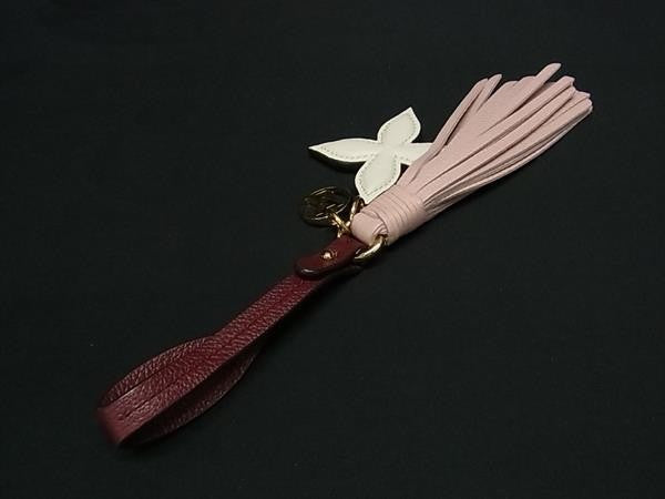 LOUIS VUITTON ルイヴィトン バッグチャーム ビジュー サック タッセル M80244 ピンク レッド系 ホワイト レザー レディース ゴールド金具 新品未使用展示品