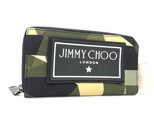 JIMMY CHOO ジミーチュウ 長財布 SEKI セキ グリーン系 ナイロン メンズ ラウンドファスナー 美品