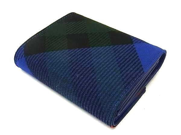 BURBERRY バーバリー 三つ折り財布 COMPACT WALLET CHECK JAC 8086004 ブルー系 キャンバス レディース チェック柄 新品未使用展示品