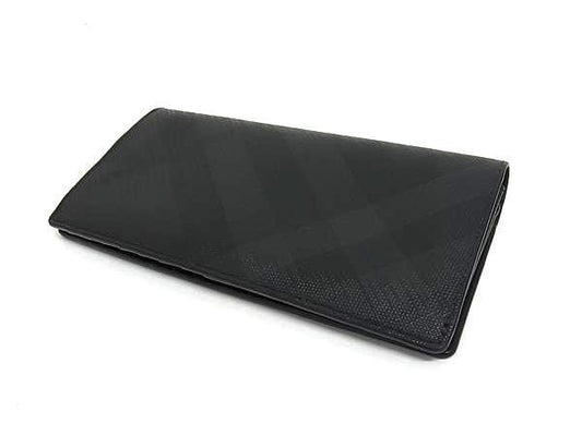 BURBERRY バーバリー 長財布 ブラック系 PVC メンズ 二つ折り 美品