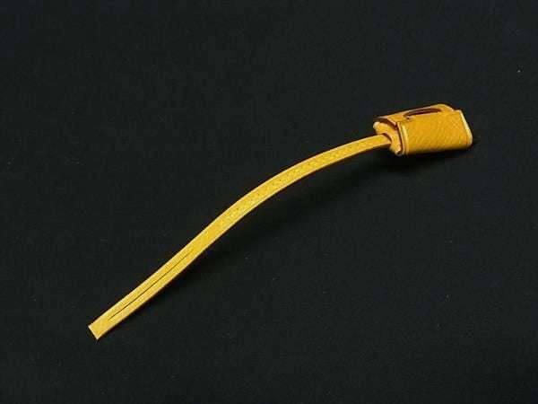 HERMES エルメス バッグチャーム ミニクロシェット イエロー系 レザー レディース シルバー金具 新品未使用展示品