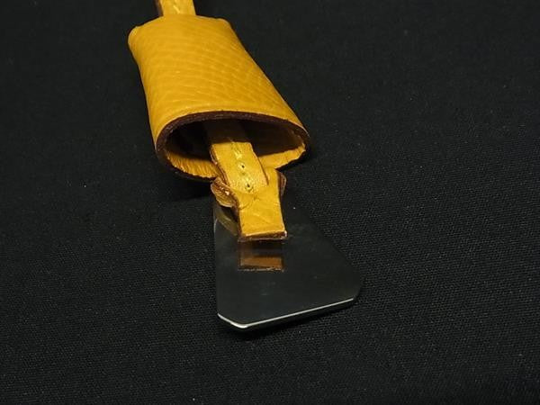 HERMES エルメス バッグチャーム ミニクロシェット イエロー系 レザー レディース シルバー金具 新品未使用展示品