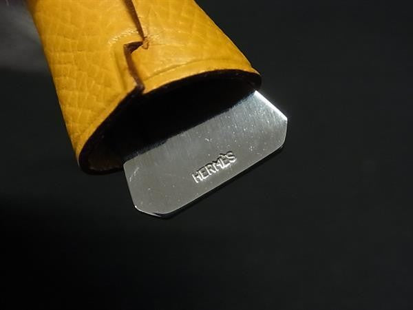 HERMES エルメス バッグチャーム ミニクロシェット イエロー系 レザー レディース シルバー金具 新品未使用展示品