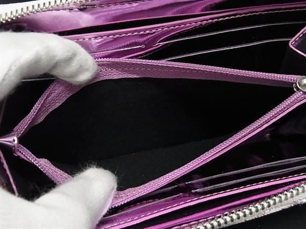 MM6 Maison Margiela エムエムシックス メゾン マルジェラ 長財布 S54UI0051 パープル系×シルバー系 キャンバス レディース ラウンドファスナー 超美品