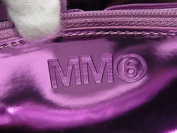 MM6 Maison Margiela エムエムシックス メゾン マルジェラ 長財布 S54UI0051 パープル系×シルバー系 キャンバス レディース ラウンドファスナー 超美品
