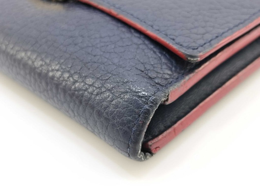 LOUIS VUITTON ルイヴィトン 三つ折り財布 ポルトフォイユ カプシーヌ コンパクト M63741 マリーヌルージュ系 トリヨンレザー レディース ゴールド金具