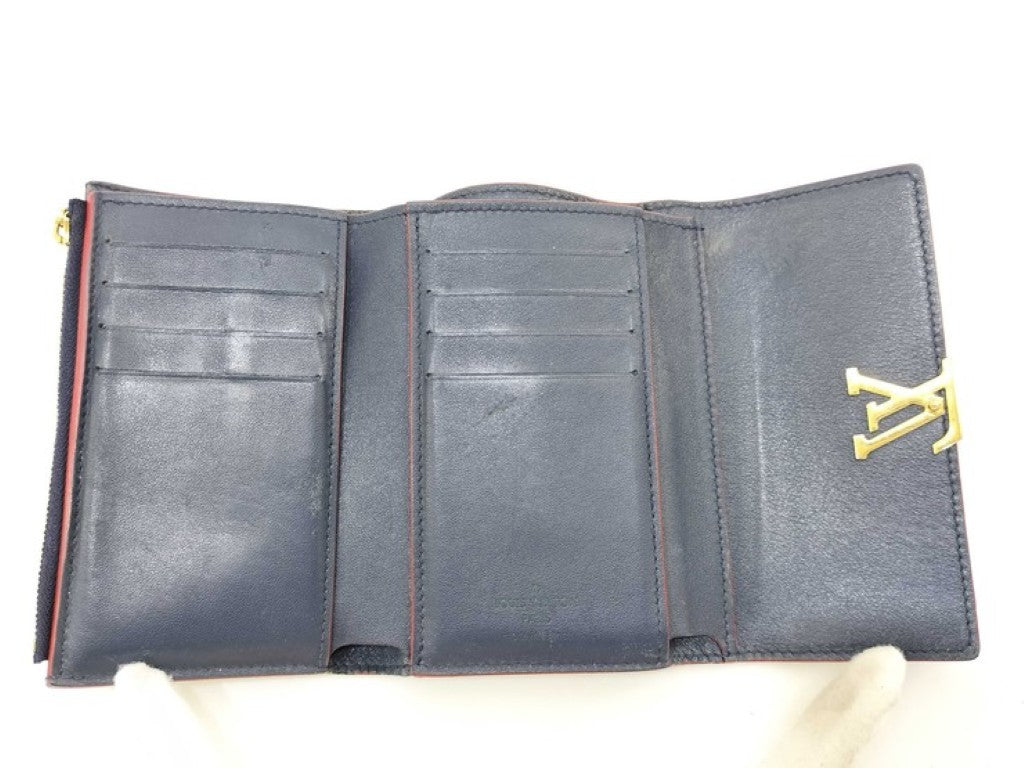 LOUIS VUITTON ルイヴィトン 三つ折り財布 ポルトフォイユ カプシーヌ コンパクト M63741 マリーヌルージュ系 トリヨンレザー レディース ゴールド金具