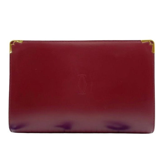 Cartier カルティエ セカンドバッグ マストライン L1000509 ボルドー系 レザー メンズ クラッチバッグ ゴールド金具 美品