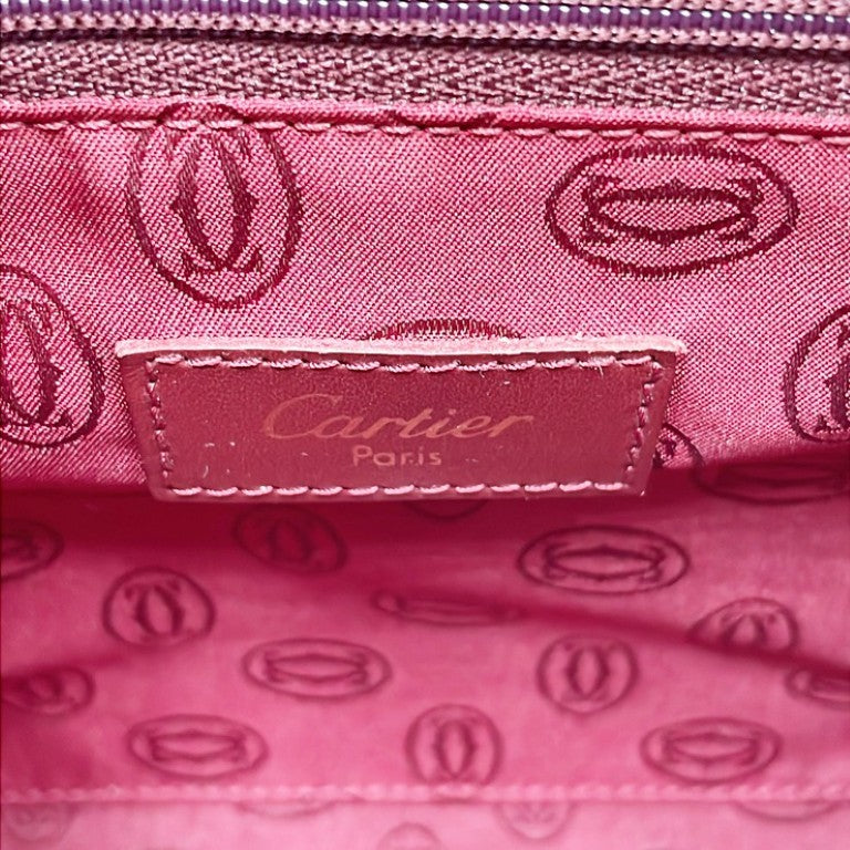 Cartier カルティエ セカンドバッグ マストライン L1000509 ボルドー系 レザー メンズ クラッチバッグ ゴールド金具 美品