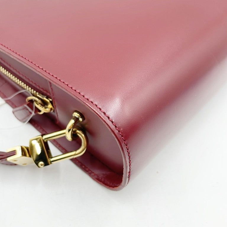 Cartier カルティエ セカンドバッグ マストライン L1000509 ボルドー系 レザー メンズ クラッチバッグ ゴールド金具 美品