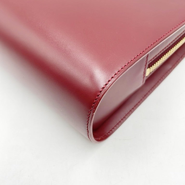 Cartier カルティエ セカンドバッグ マストライン L1000509 ボルドー系 レザー メンズ クラッチバッグ ゴールド金具 美品