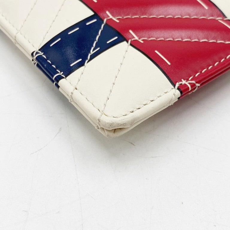 GUCCI グッチ クラッチバッグ GGマーモント 466489 アイボリー レッド ネイビー系 レザー ユニセックス ベルトモチーフ ゴールド金具 美品
