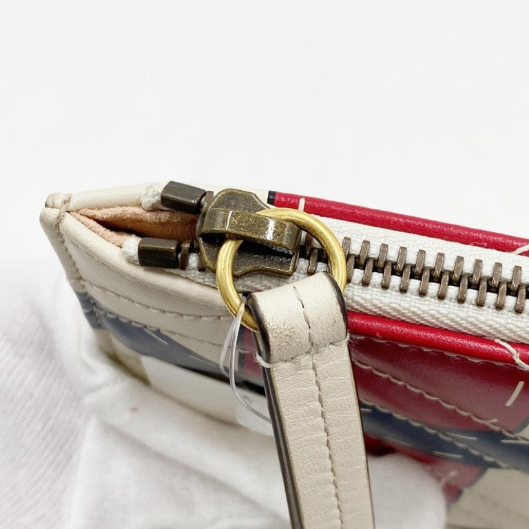 GUCCI グッチ クラッチバッグ GGマーモント 466489 アイボリー レッド ネイビー系 レザー ユニセックス ベルトモチーフ ゴールド金具 美品