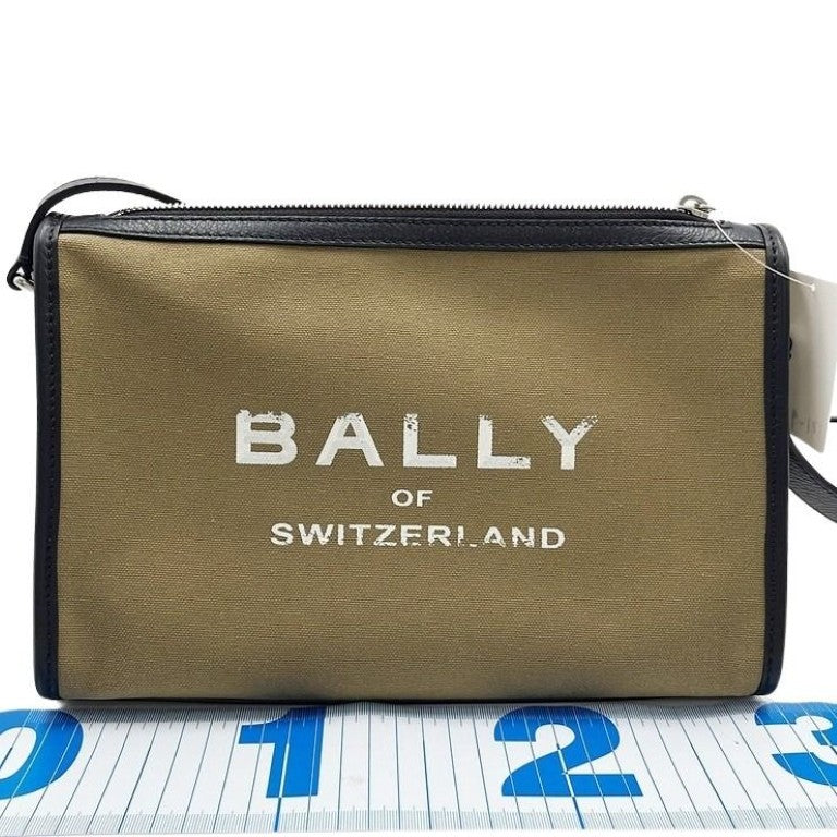 BALLY バリー ショルダーバッグ ARKLE LOGO CROSS カーキ ブラック系 キャンバス ユニセックス クロスボディバッグ シルバー金具 超美品
