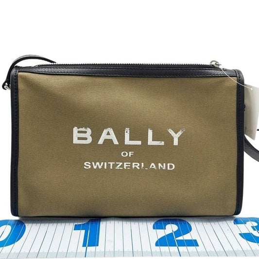 BALLY バリー ショルダーバッグ ARKLE LOGO CROSS カーキ ブラック系 キャンバス ユニセックス クロスボディバッグ シルバー金具 超美品