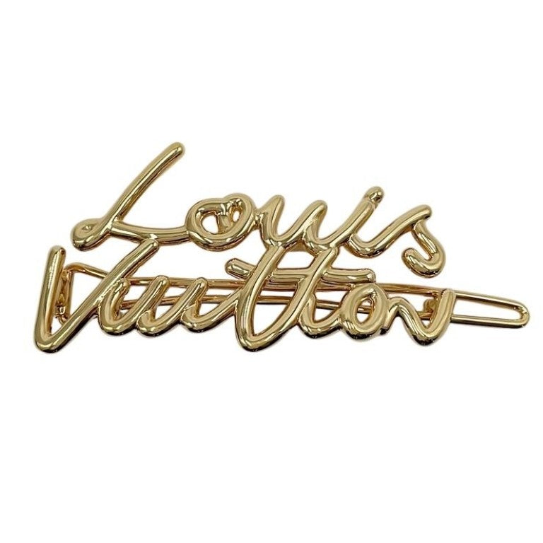 LOUIS VUITTON ルイヴィトン バレッタ バレッタ･LV スクリプト M03251 ゴールド系 メタル レディース 美品