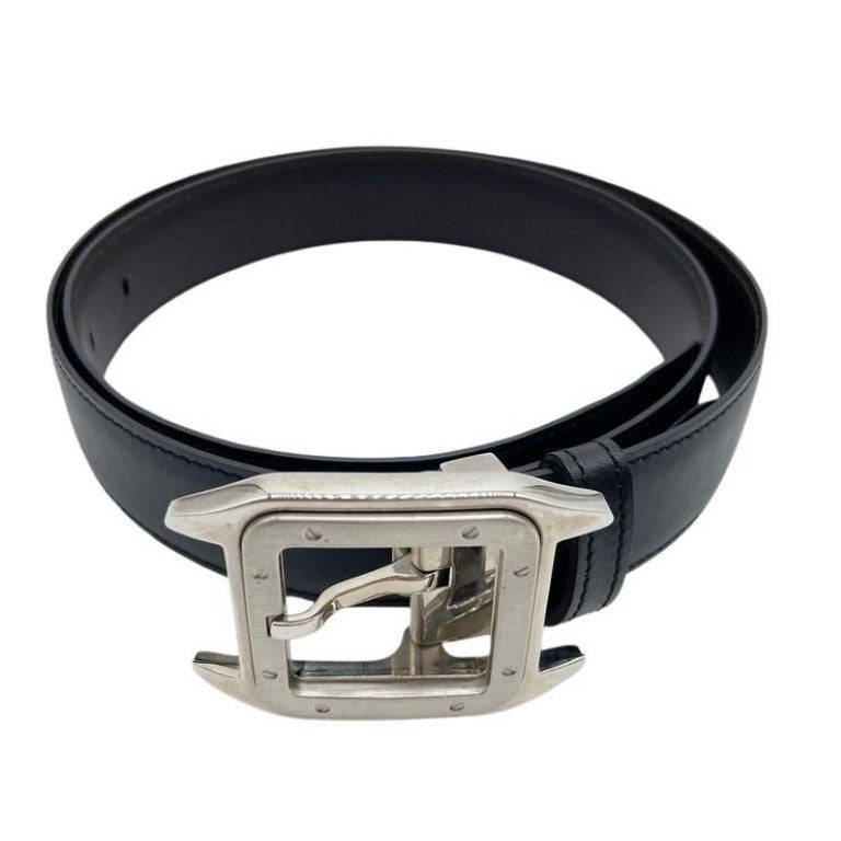 Cartier カルティエ ベルト サントス ブラック ブラウン シルバー系 レザー メンズ リバーシブル 美品
