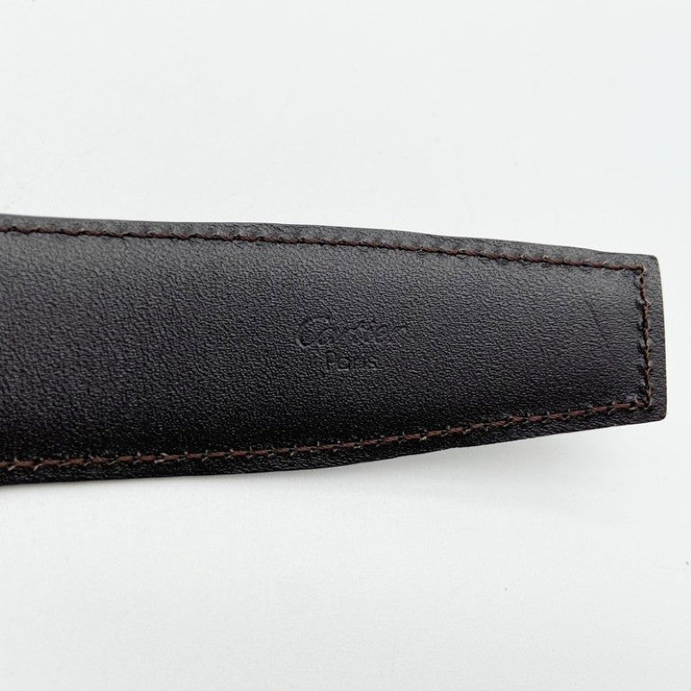 Cartier カルティエ ベルト サントス ブラック ブラウン シルバー系 レザー メンズ リバーシブル 美品