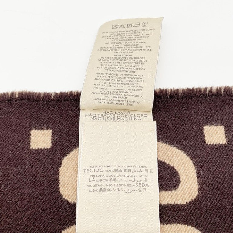 GUCCI グッチ スカーフ マフラー GGジャカード 495592 ブラウン ベージュ系 ウール 91%、シルク 9% ユニセックス 超美品