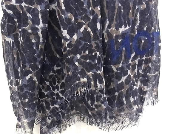 LOUIS VUITTON ルイヴィトン ストール ネイビー系 カシミヤ70%×シルク30% レディース ヒョウ柄 ショール 美品