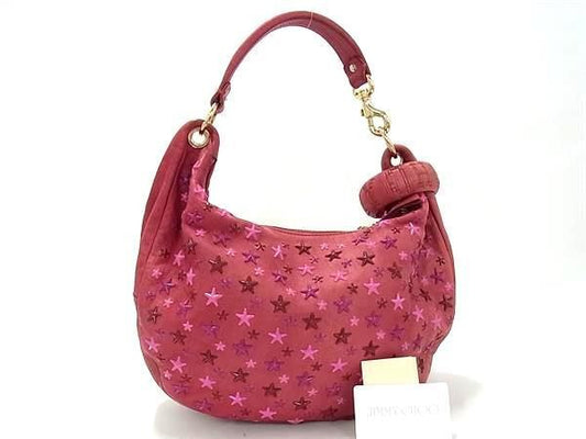 JIMMY CHOO ジミーチュウ ショルダーバッグ スカイバッグ ピンク系 レザー レディース スタースタッズ ハンドバッグ 美品