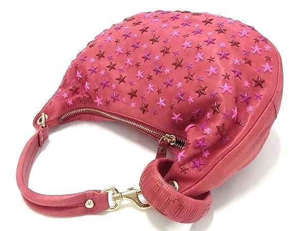 JIMMY CHOO ジミーチュウ ショルダーバッグ スカイバッグ ピンク系 レザー レディース スタースタッズ ハンドバッグ 美品