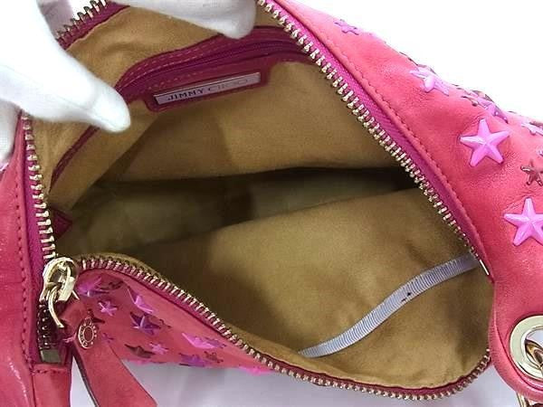 JIMMY CHOO ジミーチュウ ショルダーバッグ スカイバッグ ピンク系 レザー レディース スタースタッズ ハンドバッグ 美品