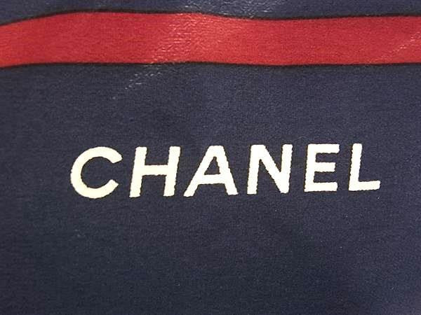 CHANEL シャネル ストール ネイビー系×マルチカラー シルク100% レディース 大判 幾何学柄 ショール 美品