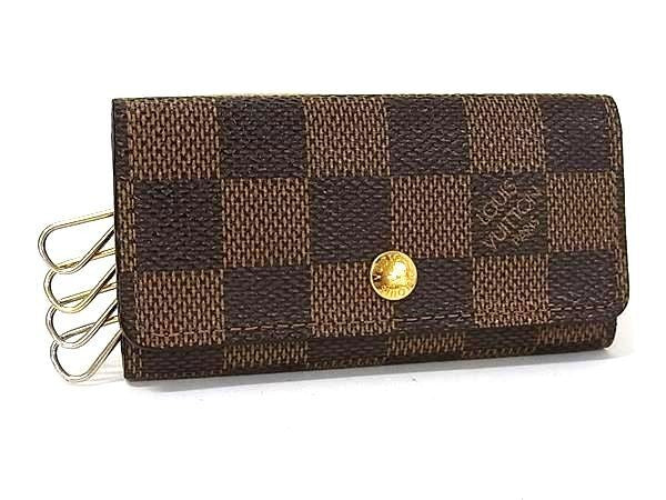 LOUIS VUITTON ルイヴィトン キーケース ミュルティクレ4 N62631 エベヌ（ブラウン）系 ダミエ ユニセックス ４連 ゴールド金具 美品