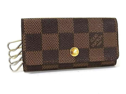 LOUIS VUITTON ルイヴィトン キーケース ミュルティクレ4 N62631 エベヌ（ブラウン）系 ダミエ ユニセックス ４連 ゴールド金具 美品