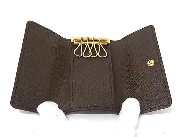 LOUIS VUITTON ルイヴィトン キーケース ミュルティクレ4 N62631 エベヌ（ブラウン）系 ダミエ ユニセックス ４連 ゴールド金具 美品