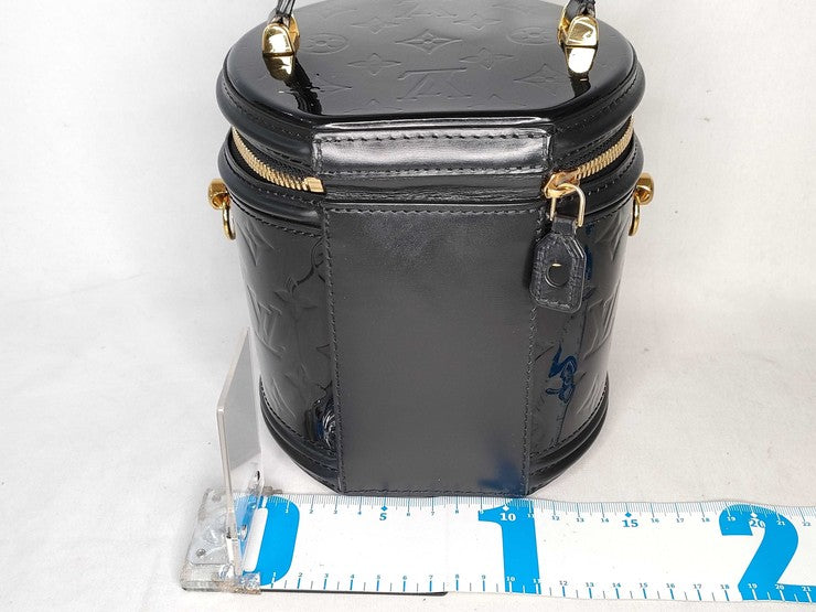 LOUIS VUITTON ルイヴィトン バニティバッグ モノグラムヴェルニ カンヌPM M53997 ブラック系 パテントレザー レディース 2WAY ハンドバッグ ショルダーバッグ ゴールド金具 美品