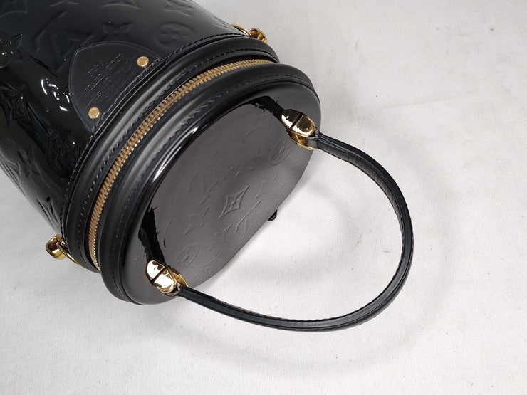 LOUIS VUITTON ルイヴィトン バニティバッグ モノグラムヴェルニ カンヌPM M53997 ブラック系 パテントレザー レディース 2WAY ハンドバッグ ショルダーバッグ ゴールド金具 美品